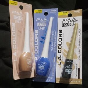 L.A. Colors Metallic Liquid Eyeliner Metallic Gold Twillight Blue Champagne Gold